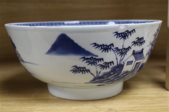 Two 19th century Chinese blue and white bowls 8.5 & 9.5in.